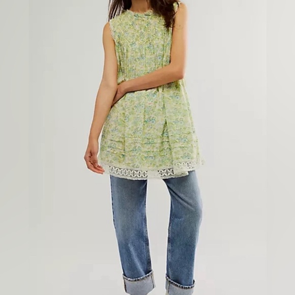 Free People Shea Printed Undersea Combo Button Back Closure Mini Dress M - Picture 2 of 16